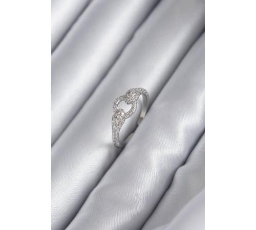 Pirinç Gümüş Renk Zirkon Taşlı Yılan Model Kadın Yüzük - TJ-BYK2922