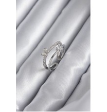 Pirinç Gümüş Renk Zirkon Taşlı Model Kadın Yüzük - TJ-BYK2932