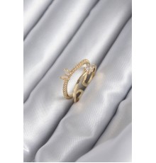 Pirinç Gold Renk Zirkon Taş Detay Model Kadın Yüzük - TJ-BYK2933