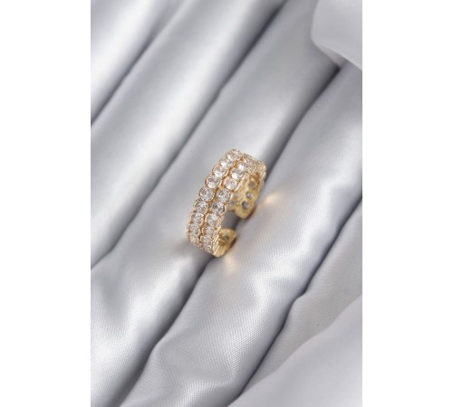 Pirinç Gold Renk Zirkon Taşlı Kadın Yüzük - TJ-BYK2939