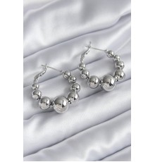 Pirinç Gümüş Renk Halka Model Kadın Küpe - TJ-BKP8264