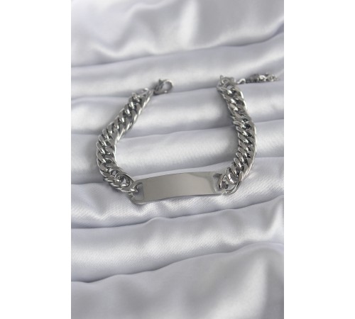 316L Çelik Gümüş Renk İsim Yazılabilir Plaka Model Kadın Bileklik - TJ-BB5743