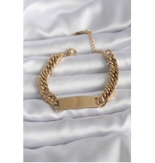 316L Çelik Gold Renk İsim Yazılabilir Plaka Model Kadın Bileklik - TJ-BB5744
