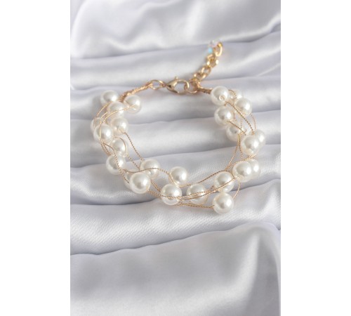 Gold Renk İnci Model Kadın Bileklik - TJ-BB5745
