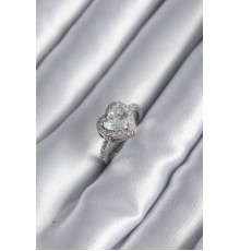 Pirinç Gümüş Renk Zirkon Taş Kalp Charm Model Kadın Yüzük - TJ-BYK2952