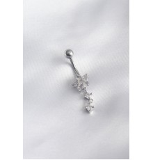 316L Cerrahi Çelik Çiçek Model Zirkon Taşlı Sallantı Model Kadın Göbek Piercing - TJ-PR1215