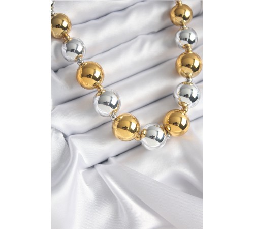 316L Çelik Gümüş Gold Renk Top Model Kadın Kolye - TJ-BKO8206