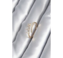 Pirinç Gold Renk Kalp Zirkon Taş Detay Kadın Yüzük - TJ-BYK2987