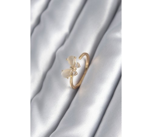 Pirinç Gold Renk Zirkon Taş Detay Model Kadın Yüzük - TJ-BYK2989