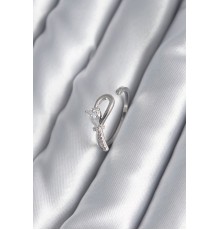 Pirinç Gümüş Renk Zirkon Taş Detay Kurdele Model Kadın Yüzük - TJ-BYK2992