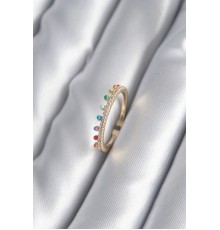 Pirinç Gold Renk Zirkon Taş Detay Kadın Yüzük - TJ-BYK2997