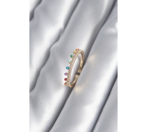 Pirinç Gold Renk Zirkon Taş Detay Kadın Yüzük - TJ-BYK2997