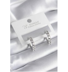 Pirinç Gümüş Renk Zirkon Taşlı Halka Model Kadın Küpe - TJ-BKP8339