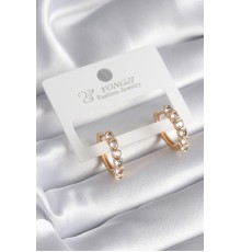 Pirinç Gold Renk Zirkon Taşlı Halka Model Kadın Küpe - TJ-BKP8340