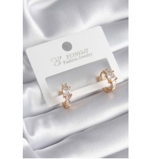 Pirinç Gold Renk Zirkon Taşlı Kadın Küpe - TJ-BKP8342