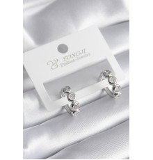 Pirinç Gümüş Renk Zirkon Taşlı Kadın Küpe - TJ-BKP8345