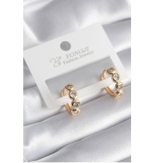 Pirinç Gold Renk Zirkon Taşlı Kadın Küpe - TJ-BKP8346