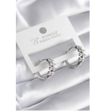 Pirinç Gümüş Renk Zirkon Taşlı Kadın Küpe - TJ-BKP8355