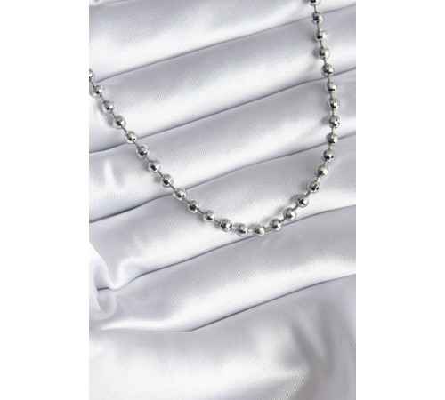 Pirinç Gümüş Renk Topçuk Detay Kadın Kolye - TJ-BKO8238