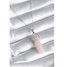 316L Çelik Gümüş Renk Pembe Taşlı Kadın Kolye - TJ-BKO8244