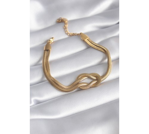 316L Çelik Gold Renk İtalyan Zincir Düğüm Model Kadın Bileklik - TJ-BB5861