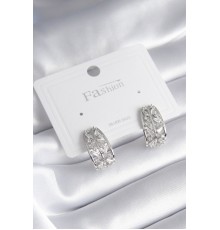 Pirinç Gümüş Renk Zirkon Taşlı Kadın Küpe - TJ-BKP8427