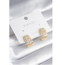 Pirinç Gold Renk Zirkon Taşlı Kadın Küpe - TJ-BKP8428