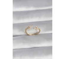 Pirinç Gold Renk Zirkon Taşlı Model Kadın Yüzük - TJ-BYK3008