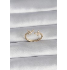 Pirinç Gold Renk Zirkon Taşlı Model Kadın Yüzük - TJ-BYK3008