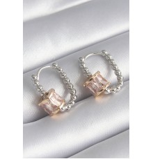 Pirinç Gümüş Renk Top Model Gold Renk Zirkon Taşlı Kadın Küpe - TJ-BKP8494