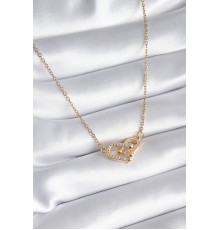 316L Çelik Gold Renk Zirkon Taşlı Model Kadın Kolye - TJ-BKO8252