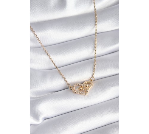 316L Çelik Gold Renk Zirkon Taşlı Model Kadın Kolye - TJ-BKO8252