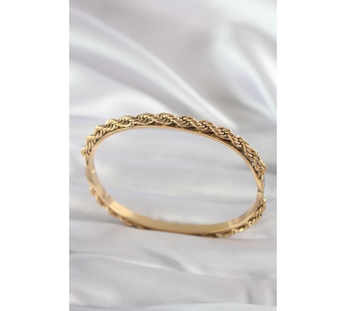 316L Çelik Gold Renk Burgu Zincir Model Kadın Kelepçe - TJ-BB5904