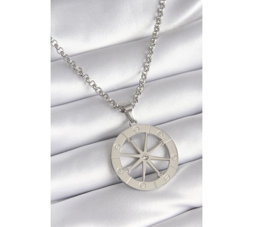 316L Çelik Gümüş Renk Zirkon Taşlı Rüya Kapanı Model İşeme Detay Kadın Kolye - TJ-BKO8267