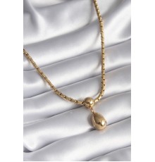 316L Çelik Gold Renk Yılan Sırtı Zincir Model Damla Sallantı Kadın Kolye - TJ-BKO8288