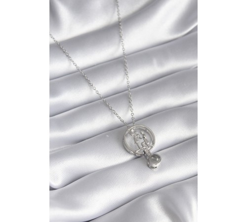 316L Çelik Gümüş İnsan Figür Model '100 Dilde Seni Seviyorum' Projeksiyon Kadın Kolye - TJ-BKO8291