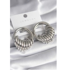 Pirinç Gümüş Renk Halka Sarmal Model Kadın Küpe - TJ-BKP8556