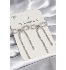 Gümüş Renk Zirkon Taşlı Fiyonk Model Kadın Küpe - TJ-BKP8559