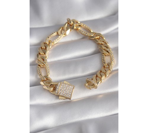 Gold Renk Zirkon Taşlı Zincir VIP Exclusive Seri Gurmet Model Kadın - TJ-BB5917