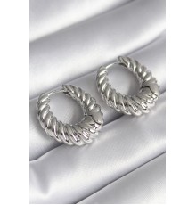 Pirinç Gümüş Renk Halka Sarmal Model Kadın Küpe - TJ-BKP8573