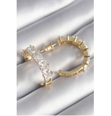Pirinç Gold Renk Zirkon Taşlı Halka Model Kadın Küpe - TJ-BKP8609
