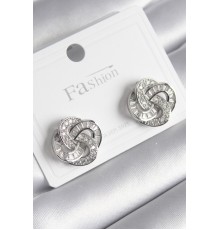 Pirinç Gümüş Renk Zirkon Taşlı Sarmal Model Kadın Küpe - TJ-BKP8616