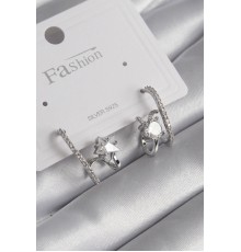 Pirinç Gümüş Renk Zirkon Taşlı Kadın Küpe - TJ-BKP8620