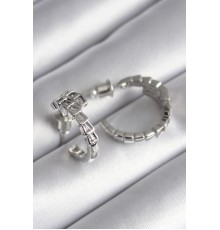 Pirinç Gümüş Renk Zirkon Taşlı Yılan Model Kadın Küpe - TJ-BKP8624