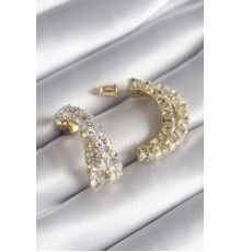 Pirinç Gold Renk Zirkon Taşlı Kadın Küpe - TJ-BKP8625