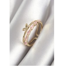 Pirinç Gold Renk Zirkon Taşlı Figür Kadın Yüzük - TJ-BYK3074