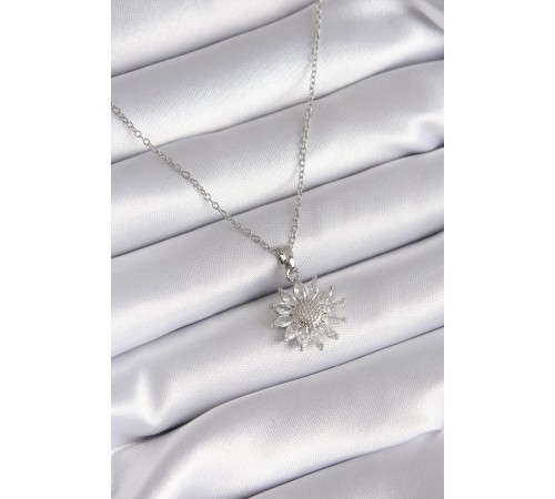 316L Çelik Gümüş Renk Papatya Model Kadın Kolye - TJ-BKO8320