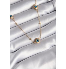 316L Çelik Gold Renk Nazar Boncuk Model Kadın Kolye - TJ-BKO8340