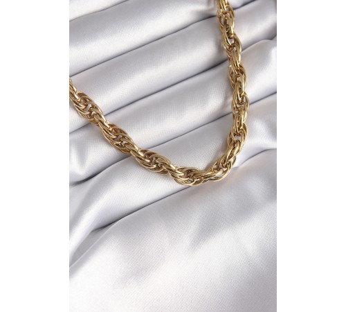 316L Çelik Gold Renk Örme Burgu Zincir Model Kadın Kolye - TJ-BKO8344