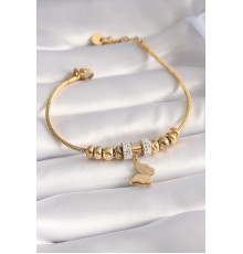 316L Çelik Gold Renk Zirkon Taşlı Simli Figür Kadın Bileklik - TJ-BB5952